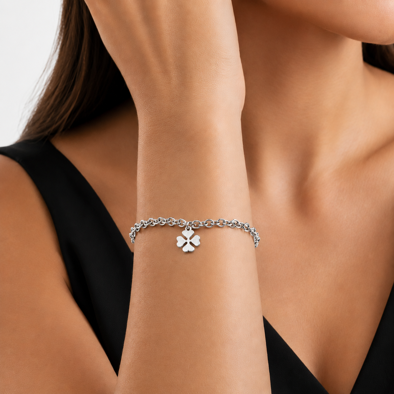 Link and Four-Leaf Clover Bracelet