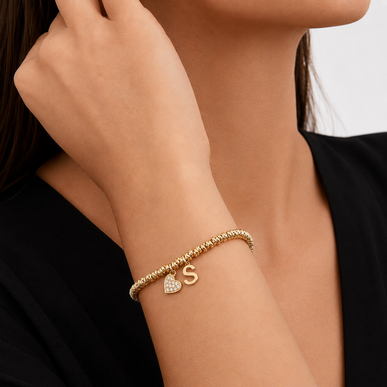 Bracciale Intreccio con Cuore e Iniziale