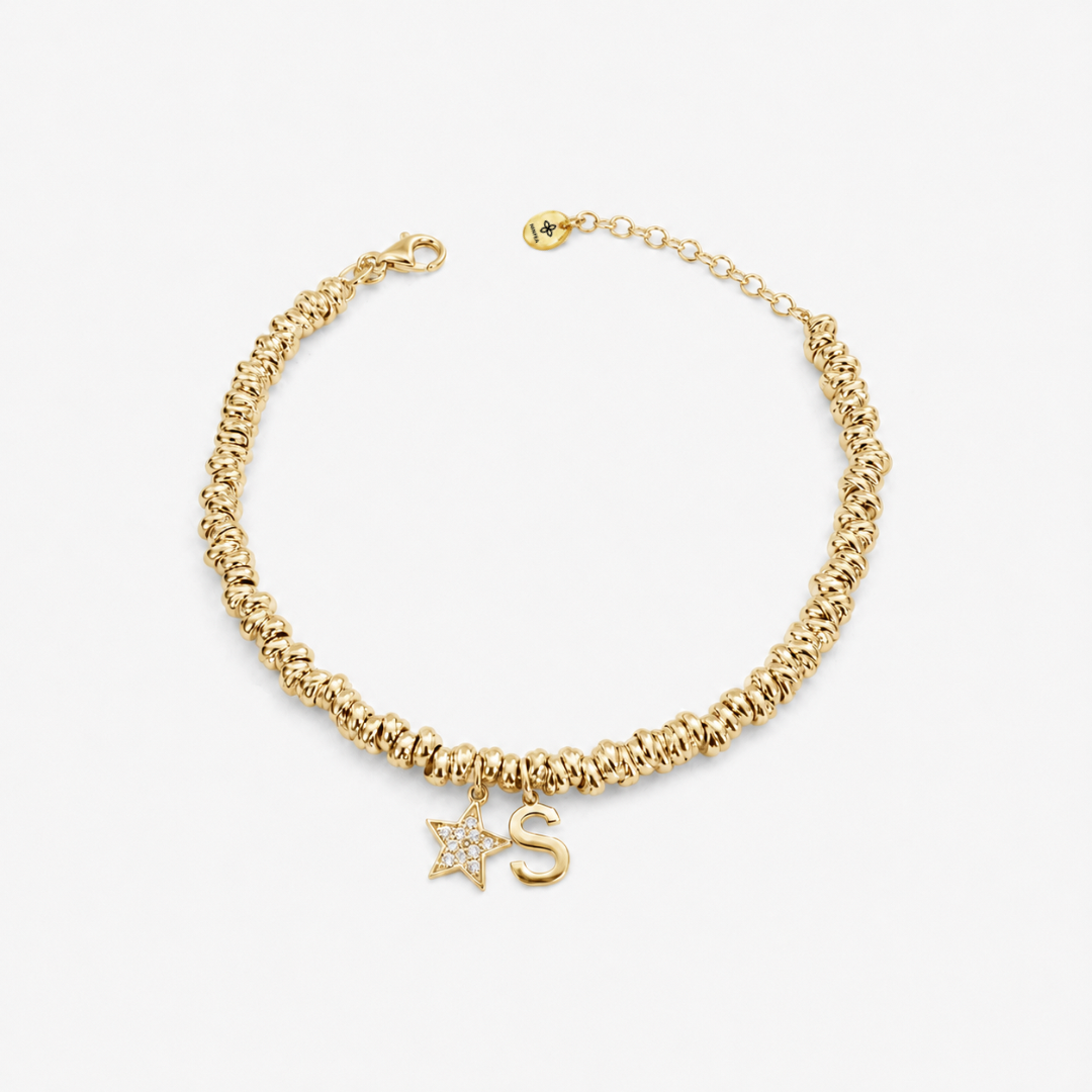 Bracciale Intreccio con Stella e Iniziale