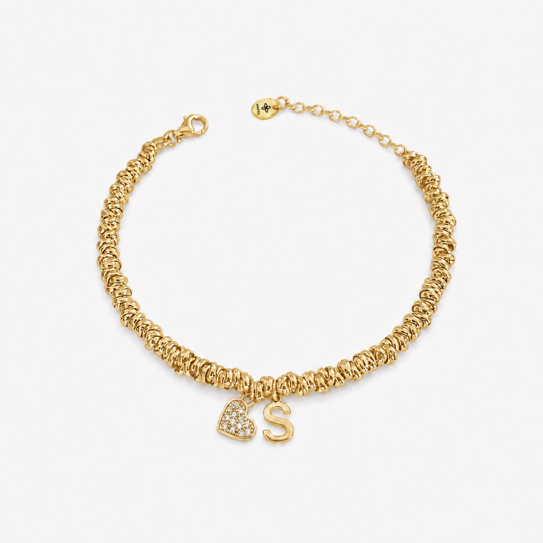 Bracciale Intreccio con Cuore e Iniziale