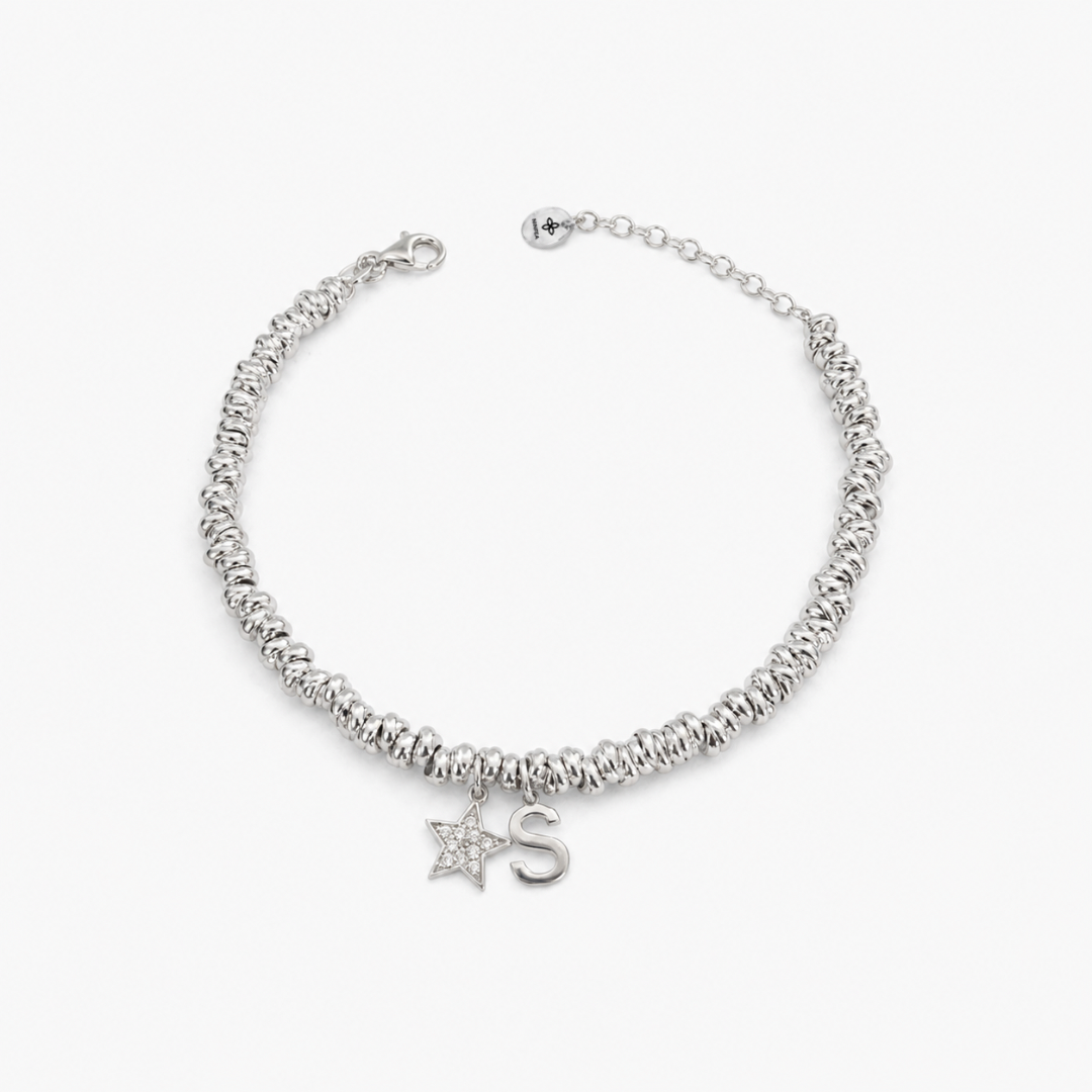 Bracciale Intreccio con Stella e Iniziale