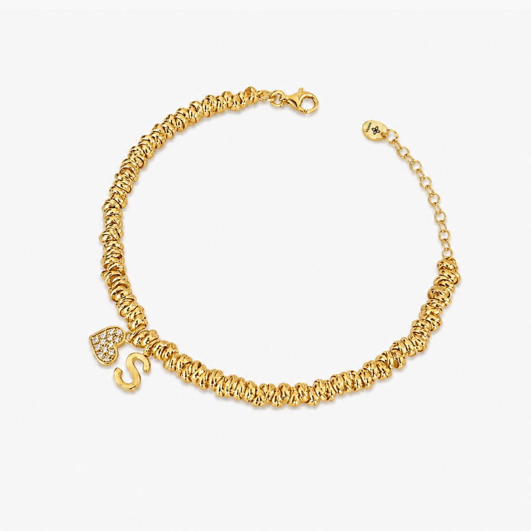 Bracciale Intreccio con Cuore e Iniziale