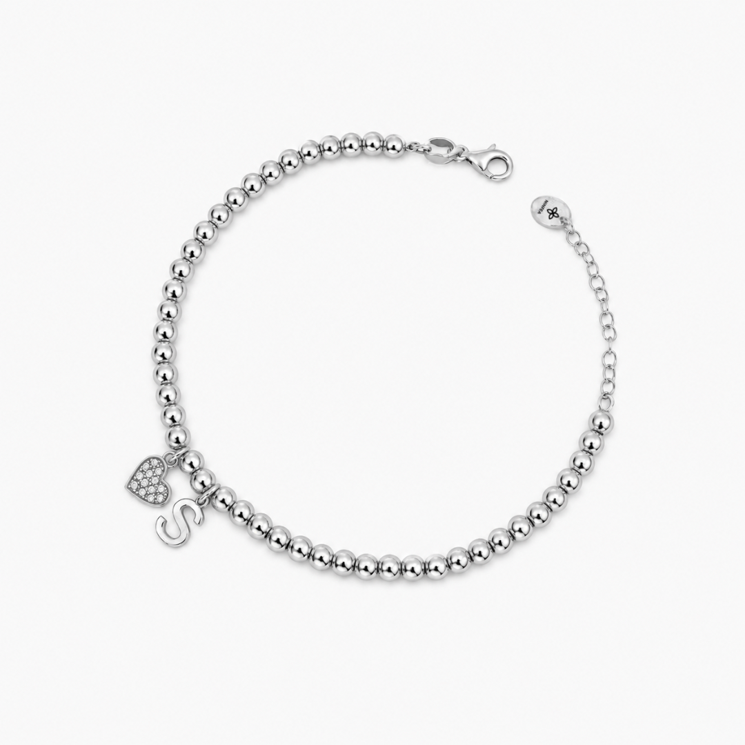 Spheres Bracelet with Heart and Initial
